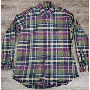 Polo Ralph Lauren Mens Sz Large Golf Classic Fit Button Down Tartan Plaid Shirt